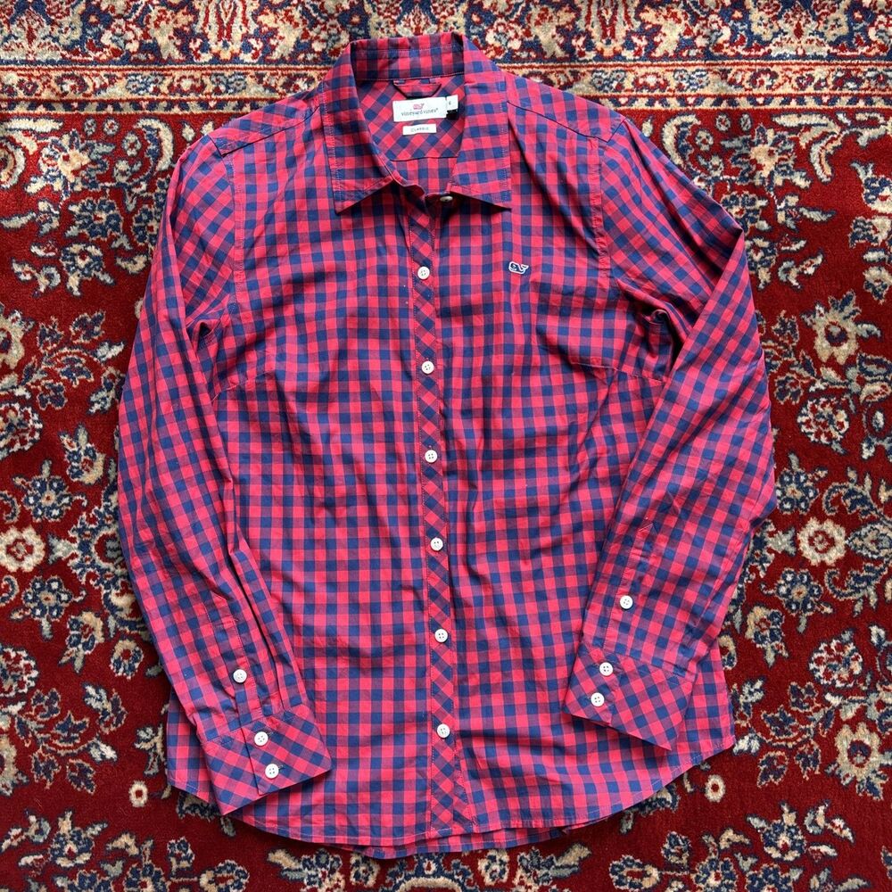 Vineyard Vines Shirt Women’s Size 6 Red Blue Plaid OTG Brr Button Up Preppy